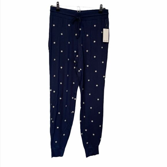 SPLENDID Embroidered Stars Knit Joggers in Blue.Size S - Picture 4 of 12